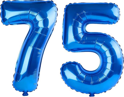 40 Inch Number 75 Balloons for 75th Birthday Party Decorations, 0-100 Dark Blue by FOBELEC