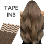 WENNALIFE Tape in Hair Extensions Human Hair, 20pcs 30g 10 inch Light Ash Brown Extensions Real Human Natural Straight Tape in Invisible Human Hair Extensions