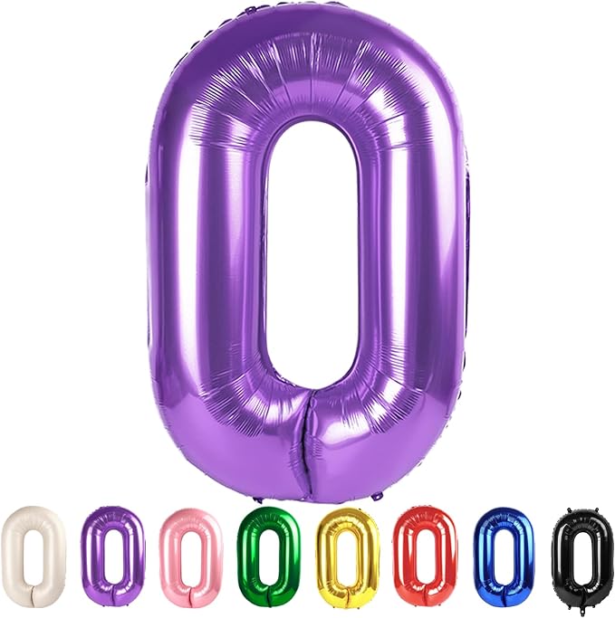 Big Number 0 Balloons Purple Birthday Party Decorations by Mluchee