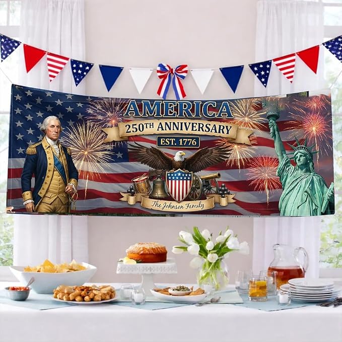 Personalized 250 Years of Freedom USA Banner 1776-2026, Patriotic American - Image 3