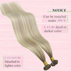 YoungSee U Tip Hair Extensions Human Hair Ash Blonde with Platinum Blonde Balayage Utip Real Hair Extensions for Women 20In 1G/S 50G