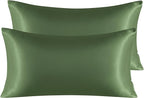 NTBAY 2 Pack Satin King Pillowcases for Hair and Skin, Luxurious and Silky Pillow Cases with Envelope Closure, 20x40 Inches, Olive Green