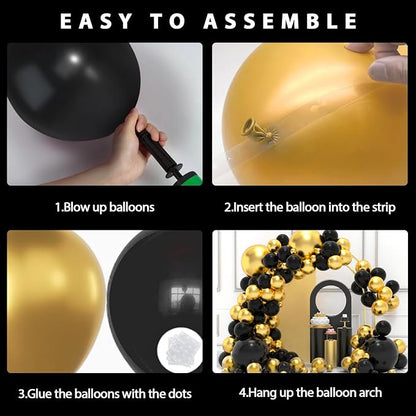 Black and Gold Balloons Garland Arch Kit, New Year, Anniversary Party - Image 4