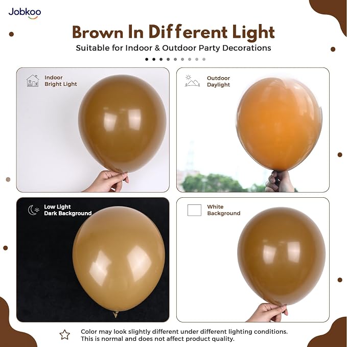 Jobkoo Brown Balloons 12 Inch, Light Brown Coffee Neutral Latex Balloon | Matte - Image 3