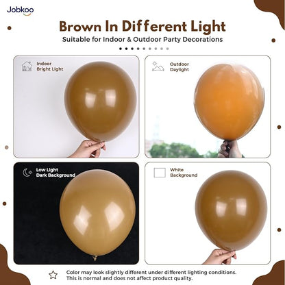 Jobkoo Brown Balloons 12 Inch, Light Brown Coffee Neutral Latex Balloon | Matte - Image 3