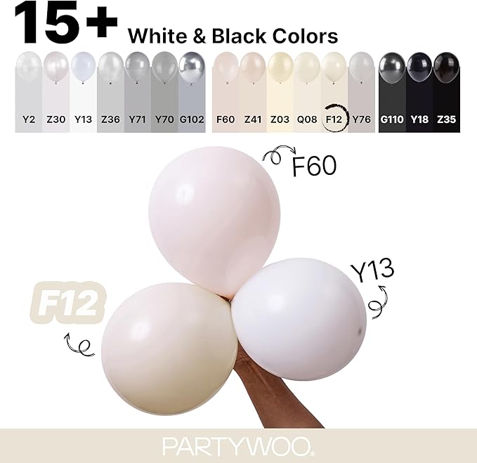 PartyWoo White Balloons 120pcs Sand White Beige Cream Ivory Boho Neutral | - Image 4