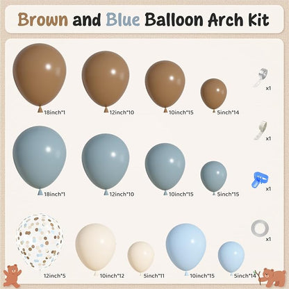 142Pcs Dusty Blue and Brown Balloons Arch Kit Different Size | Pastel Sand - Image 2