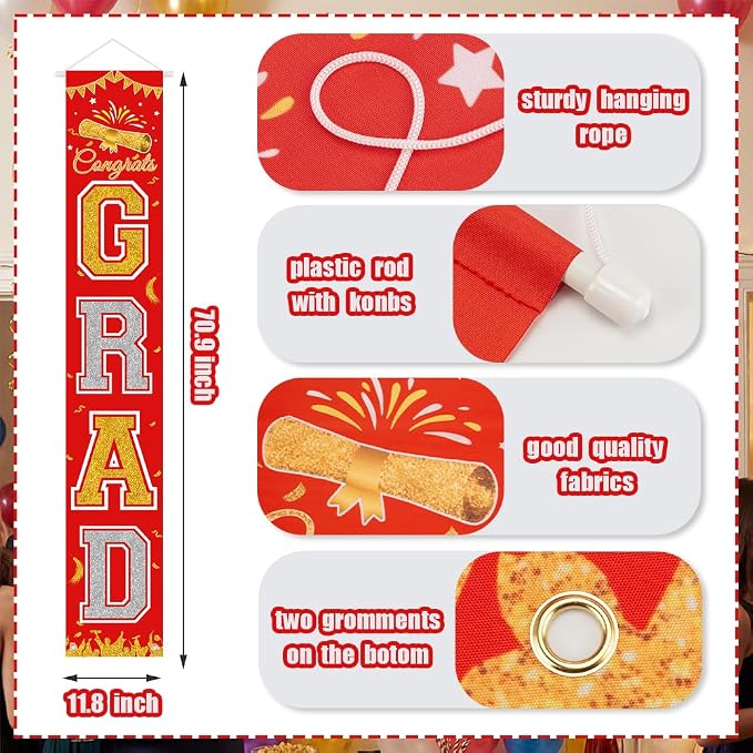 Graduation Banner 2026, Class of 2026 Banner, Indoor Outdoor Graduation Party - Image 2