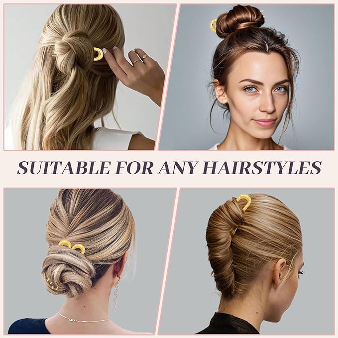 2PCS 3.8Inch French Hair Pins U-Shaped Pins for Women and Girls Fashion Metal Hair Pin French Twist Hair Pins for Buns, Updos,Stylish and Functional(set2-gold)