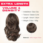 Ponytail Extension - 14" Claw Clip in Ponytail Hair Extensions Natural Soft Synthetic Layered Wavy Pony Tail Hair Pieces for Women - Medium Brown