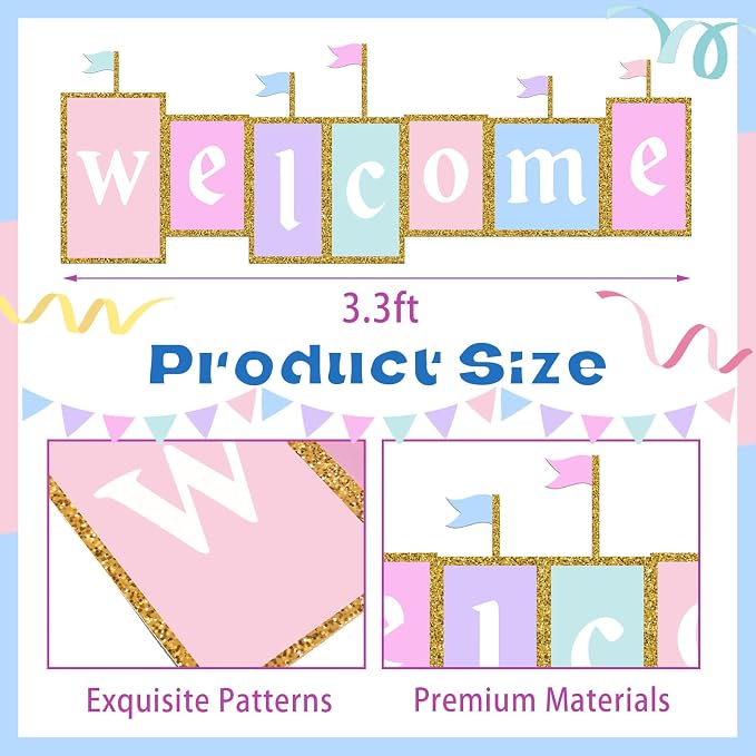 Gueevin 3.3 ft Back to School Welcome Banner Classroom Castle Welcome Sign - Image 2