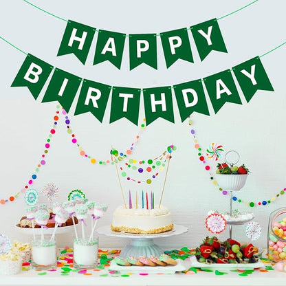Hooqict Happy Birthday Banner Dark Green Birthday Party Decorations Green Party - Image 5