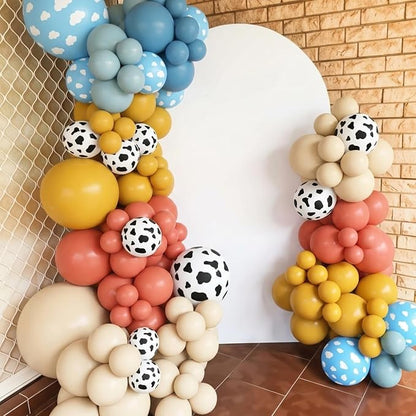 60pcs Cow Print Balloons, Farm Cow Balloons, Dusty Blue Yellow White Balloon - Image 5