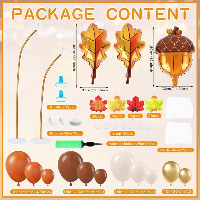 2 Set Fall Balloon Arch Kit Adjustable Fall Column Stand Thanksgiving Balloon - Image 3