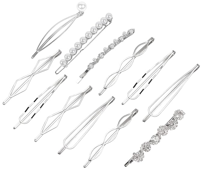 12 Pcs Hair Pins Set,Pearl Hair Clips Geometric Hair Pins Metal Hairpin,Minimalist Hair Styling Jewelry,Wedding Dainty Hair Barrettes Accessories,Bobby Pin for Girl Women