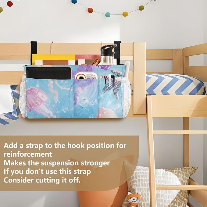 Bedside Caddy Metal Frame Hanging Organizer Bunk Bed Dorm Accessories Hook And - Image 6