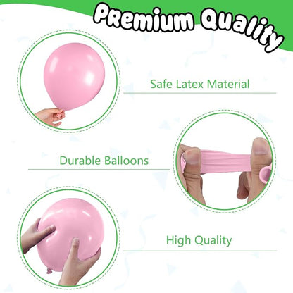 Pink Green and Black Balloons, 12 Inch Hot Light Pink Dark Green Black - Image 3