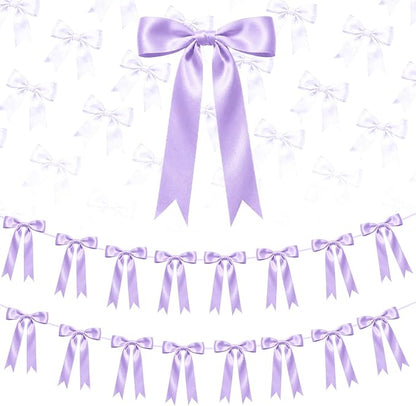 2 Strings Purple Bow Garland Banner Decorations by HILAVO