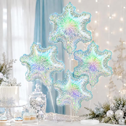 Iridescent Snowflake Balloons, New Year, Birthday and Baby Shower Decorations by BIAPIAN