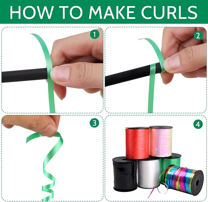 500 Yards Green Curling Ribbon Metallic Balloon Roll - Image 7