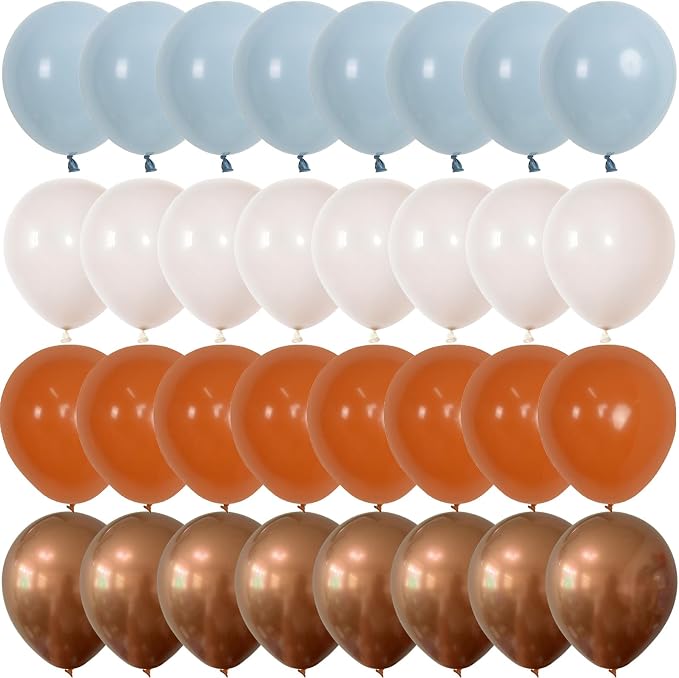 Orange and Blue Balloons, Retro Burnt Orange terracotta Dusty Blue White - Image 8