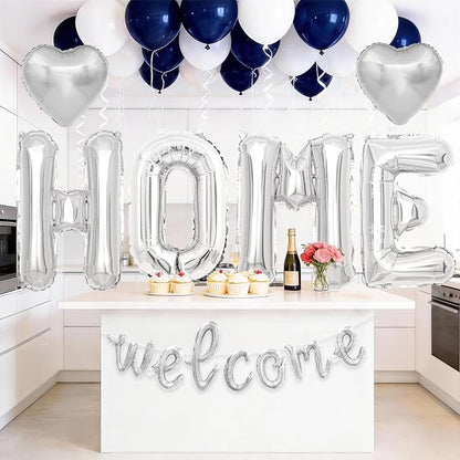 Welcome Home Balloons Silver, 40Inch HOME and 16Inch Welcome Foil Balloons - Image 4