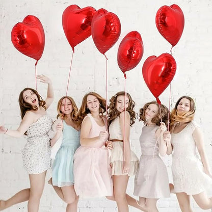 TONIFUL 30 Pcs Red Heart Balloons 18 Inch Heart Shape Foil Mylar Balloons | - Image 4
