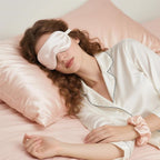 Vegan Silk Sleep Set, Vegan Silk Pillowcase with Large Scrunchie and Eye Mask for Hair and Skin, Self Care Essential Satin Night Routine Kit (Light Pink Color)