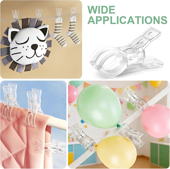 10 PCS Balloon Arch Clips, Plastic Transparent Backdrop Spring Clamps 3.5 Inch - Image 2