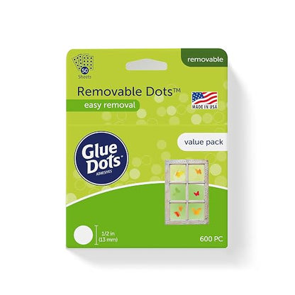 Glue Dots, Removable Dots Value Pack, Double-Sided, .5 Inch, 600 Dots, DIY by GlueDots