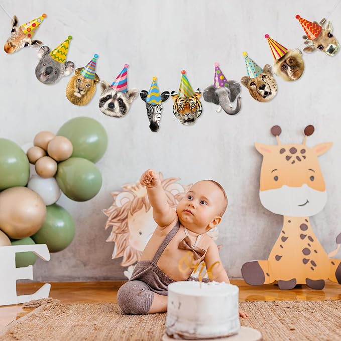 Hooqict Safari Animals Happy Birthday Banner Animal Birthday Party Decorations - Image 7