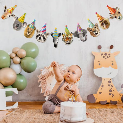 Hooqict Safari Animals Happy Birthday Banner Animal Birthday Party Decorations - Image 7