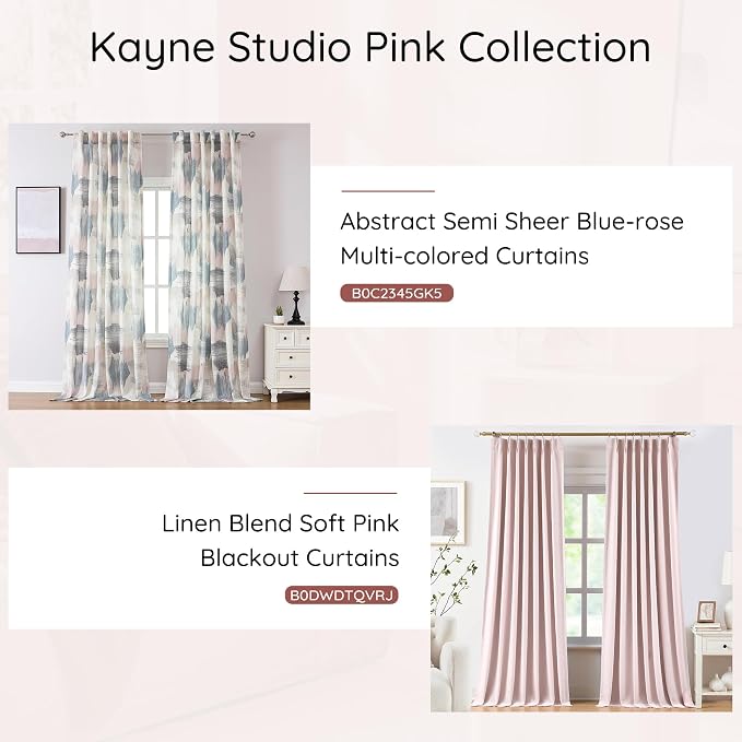 Kayne Studio Blue Pink Boho Abstract Rod Pocket Semi Sheer Curtains 84 Inch | - Image 7