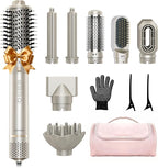 8-in-1 Dual Voltage Hot Air Styler & Hair Dryer Brush for Fast Drying, Frizz-Free Styling, with Straightener & Curler, 110,000 RPM, Includes Travel Bag