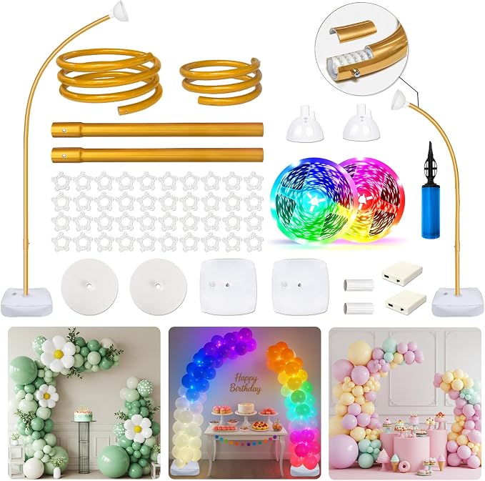 LED Balloon Arch Stand with Base 9.35FT/6FT Balloon Arch Frame by OurWarm
