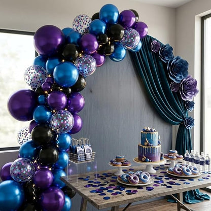 Purple and Blue Galaxy Balloons, 12 Inch Metallic Blue Dark Purple Blue Black - Image 7