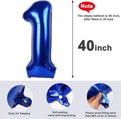 1 Balloon Numbers Birthday Decorations, 40In Navy Blue Balloons - Image 5