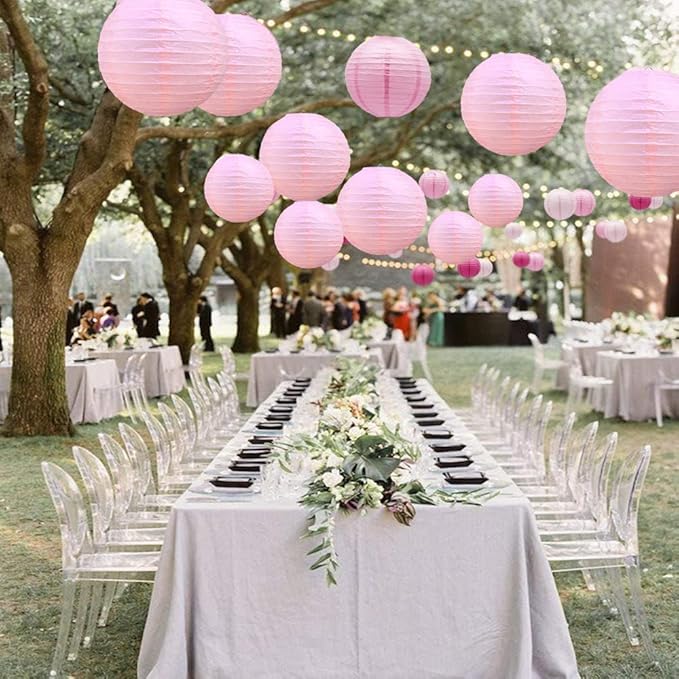 BEISHIDA 6 Inch Pink Paper Lanterns 6 Packs Hanging Round Chinese Lantern | - Image 5