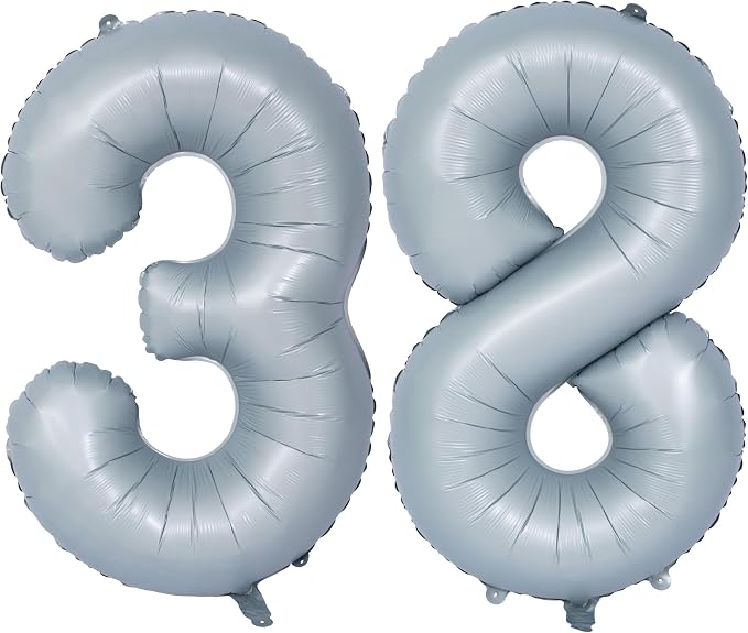 40 In Matte gray Number Balloon Helium Foil Mylar Birthday Balloon Digit 38 | by Exquisitehighqualitypartydecorationstomeetyoureveryneed%EF%BC%81