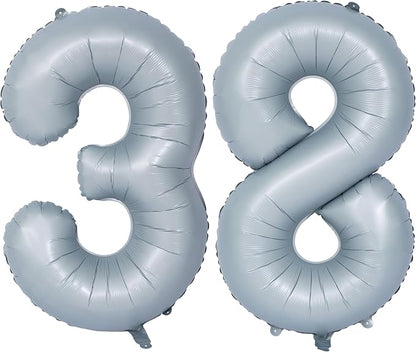 40 In Matte gray Number Balloon Helium Foil Mylar Birthday Balloon Digit 38 | by Exquisitehighqualitypartydecorationstomeetyoureveryneed%EF%BC%81