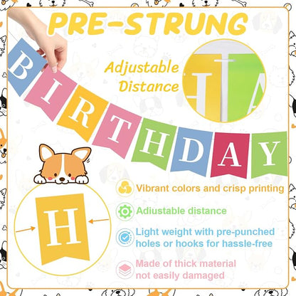Dog Birthday Banner, Colorful Dog Themed Birthday Party Decorations, Cute - Image 3