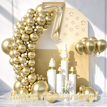 Champagne Gold Large Number 7 Balloon, 40 Inch Light Gold Foil Helium Number - Image 6