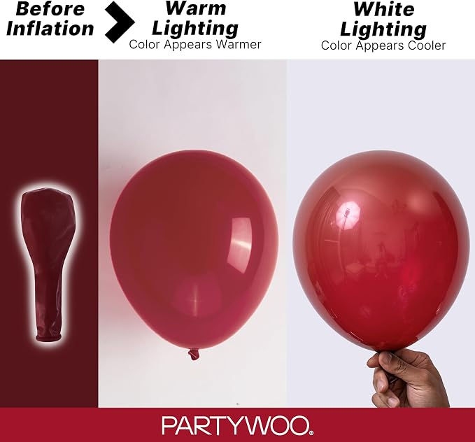 PartyWoo Burgundy Balloons 152pcs Dark Chestnut Red Maroon Color | 18 12 10 5 - Image 3