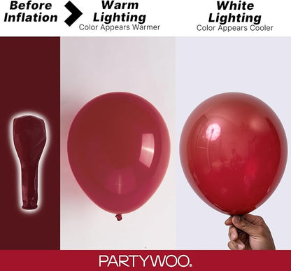 PartyWoo Burgundy Balloons 100pcs Dark Chestnut Red Maroon Color | 18 12 10 5 - Image 3