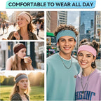 14 PCS Headbands for Women, Soft Elastic Hairbands, Fashion Non-Slip Cotton Sweat-Absorbent Sports Head Bands for Daily Workout, Running, Yoga, Makeup