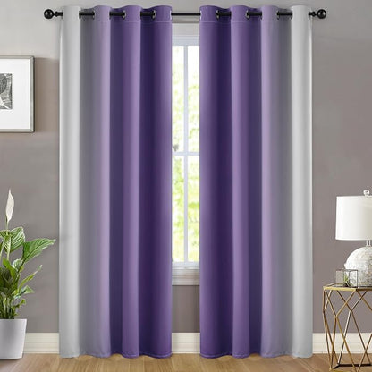 Yakamok Ombre Curtains Lavender Purple and Greyish White - Image 2
