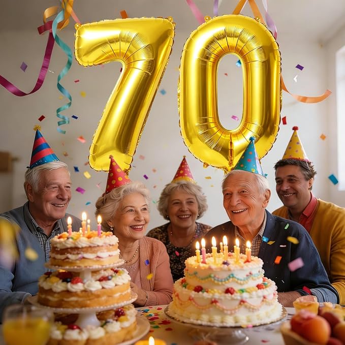 40 Inch Number 70 Balloons for 70th Birthday Party Decorations, 0-100 Gold - Image 2