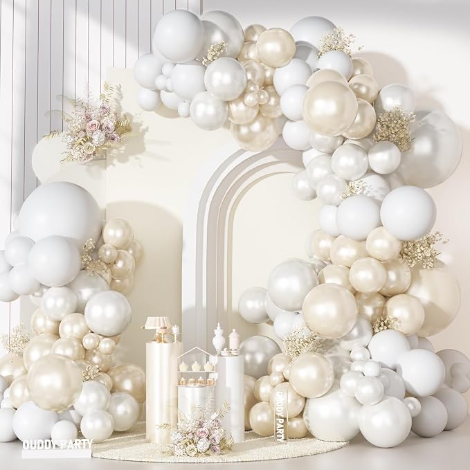 Ouddy Party Pearl White Balloon Garland Arch Kit 18 12 10 5 Inch | Different by OuddyParty