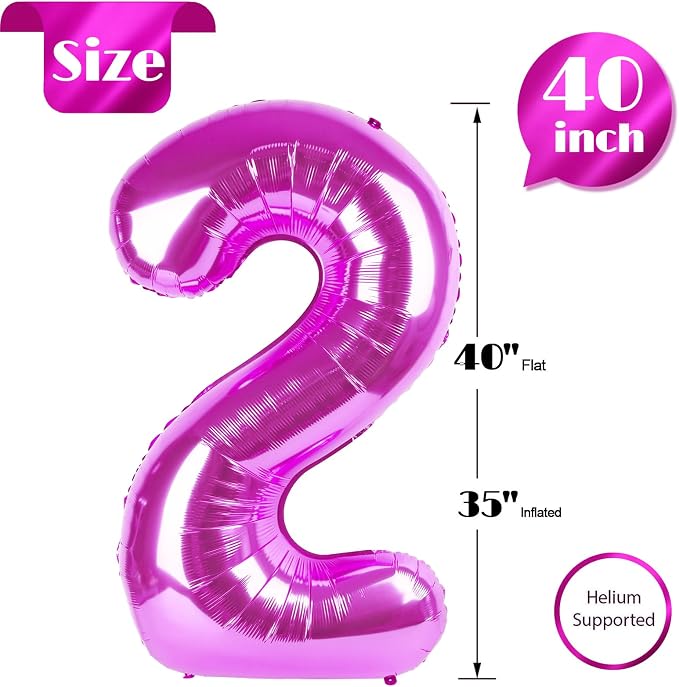 Rosy Purple Number 2 Balloon 40 Inch - Image 5