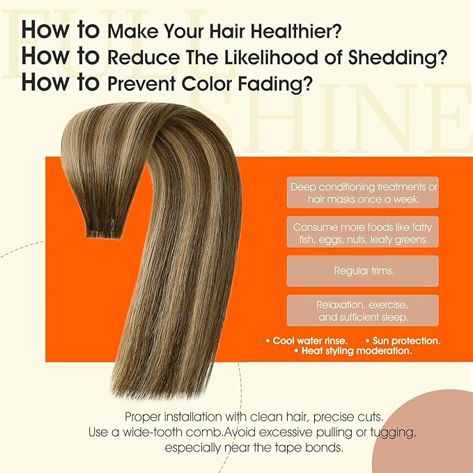 Full Shine Injected Tape in Hair Extensions Human Hair Color 4/24/4 Balayage Remy Tape Extensions Long Straight Skin Weft Seamless Extension 22Inch 50G 20Pcs Add Length Soft Natural